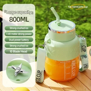 1pc USB Rechargeable Electric Juicer - Multi-Function Fruit & Vegetable Press for Smoothies, Milkshakes, and Juices, 27.05oz/40.58oz Capacity Options, Light Green ABS Design with Dual Safety Switch, Perfect for Home or On-the-Go Use