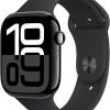 Apple Watch Series 10 [GPS 46mm] Smartwatch with Jet Black Aluminium Case with Black Sport Band. Fitness Tracker, ECG App, Always-On Retina Display, Water-Resistant
