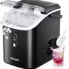Celebrate with Us Anniversary Limited-Time & Limited-Quantity：EUHOMY Nugget Ice Maker Countertop with Handle, Ready in 6 Mins, 34lbs Per Day, Removable Top Cover, Auto-Cleaning, Portable Sonic Ice Maker with Basket and Scoop, for Home/Party/RV/Camping