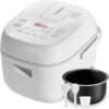 Toshiba Mini Rice Cooker, 3 Cups Uncooked Small Rice Cooker, Steamer & Warmer, With Fuzzy Logic And One-Touch Cooking, 24 Hour Delay Timer And Auto Keep Warm Feature, White